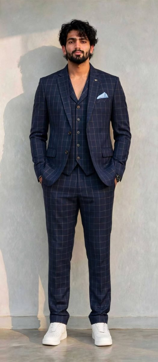 Coat Paint 3-Piece Check Suit / Windowpane Suit Set