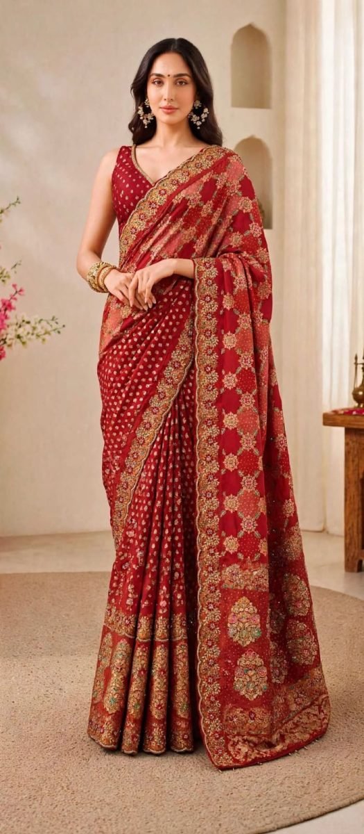 Banarasi Bandhani Georgette Heavy Border Saree