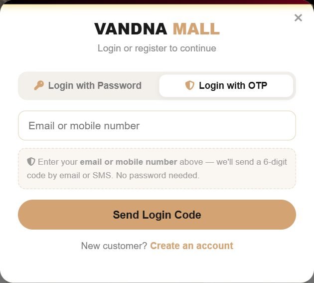 Signing in with a code — no password needed.
