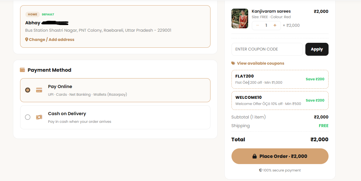Once applied, the discount shows in the summary.